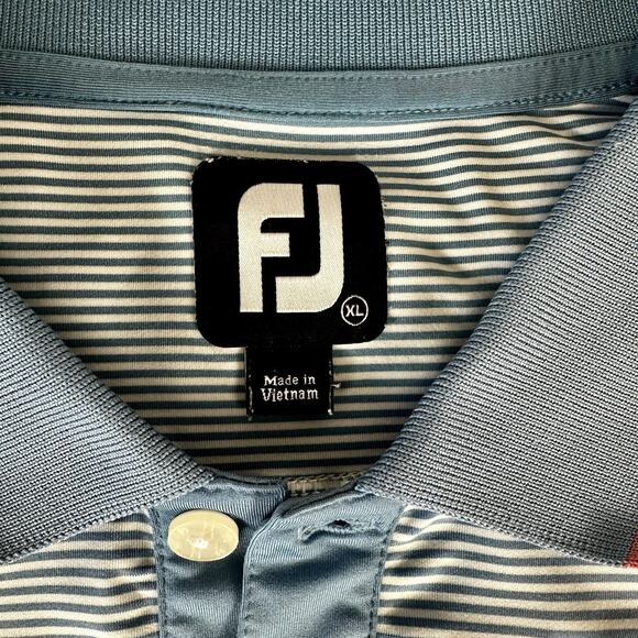 MENS FOOTJOY SHORT SLEEVE BLUE STRIPED POLO GOLF SHIRT SIZE XL SHADOW RIDGE - Picture 3 of 7